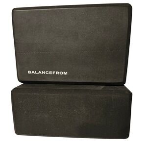 BalanceFrom Yoga Blocks Set of 2 Black High Density Foam Beveled Edges